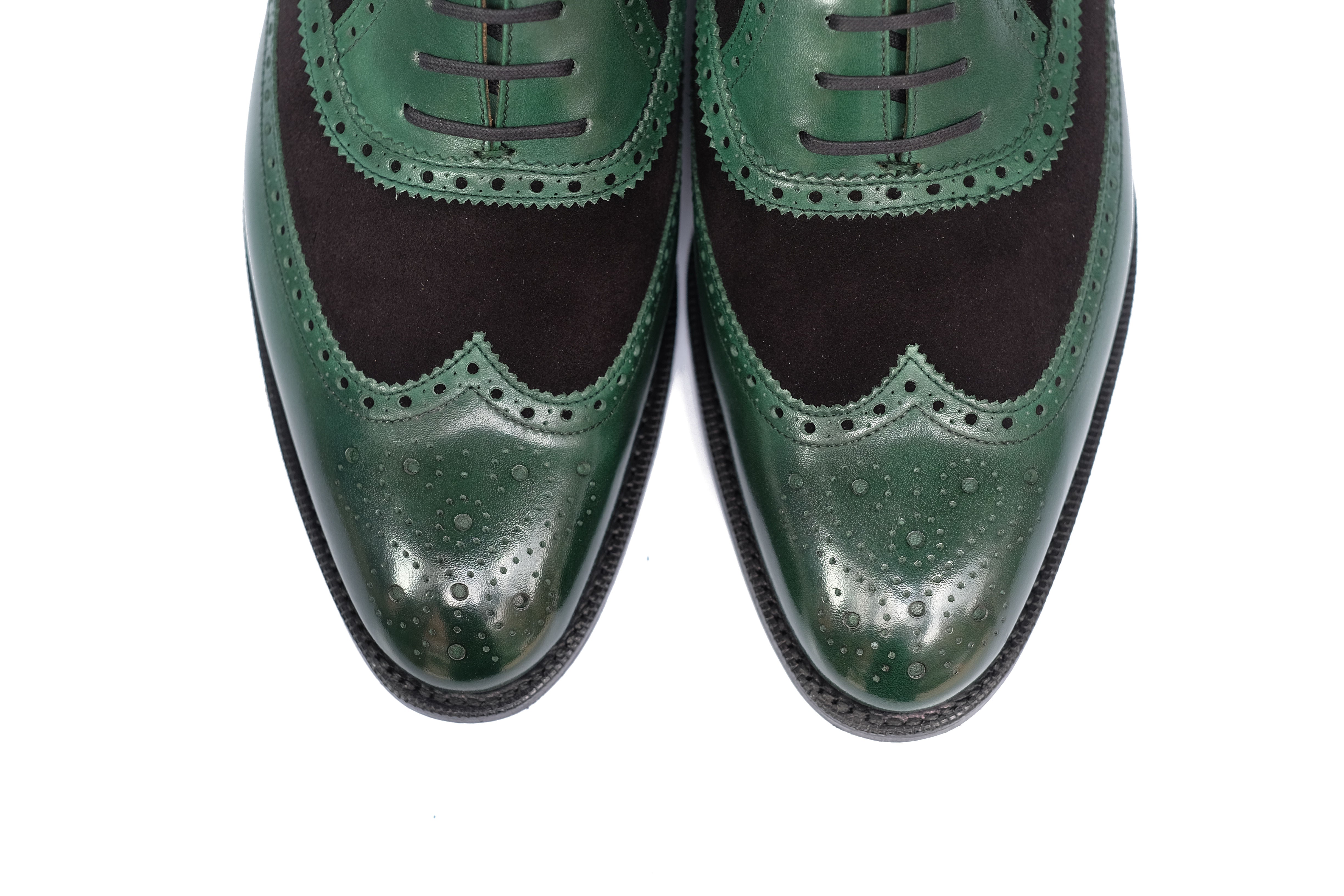 Kitsap - MTO - Forest Green Calf / Black Suede - TMG Last - Single Leather Sole - Heart Medallion