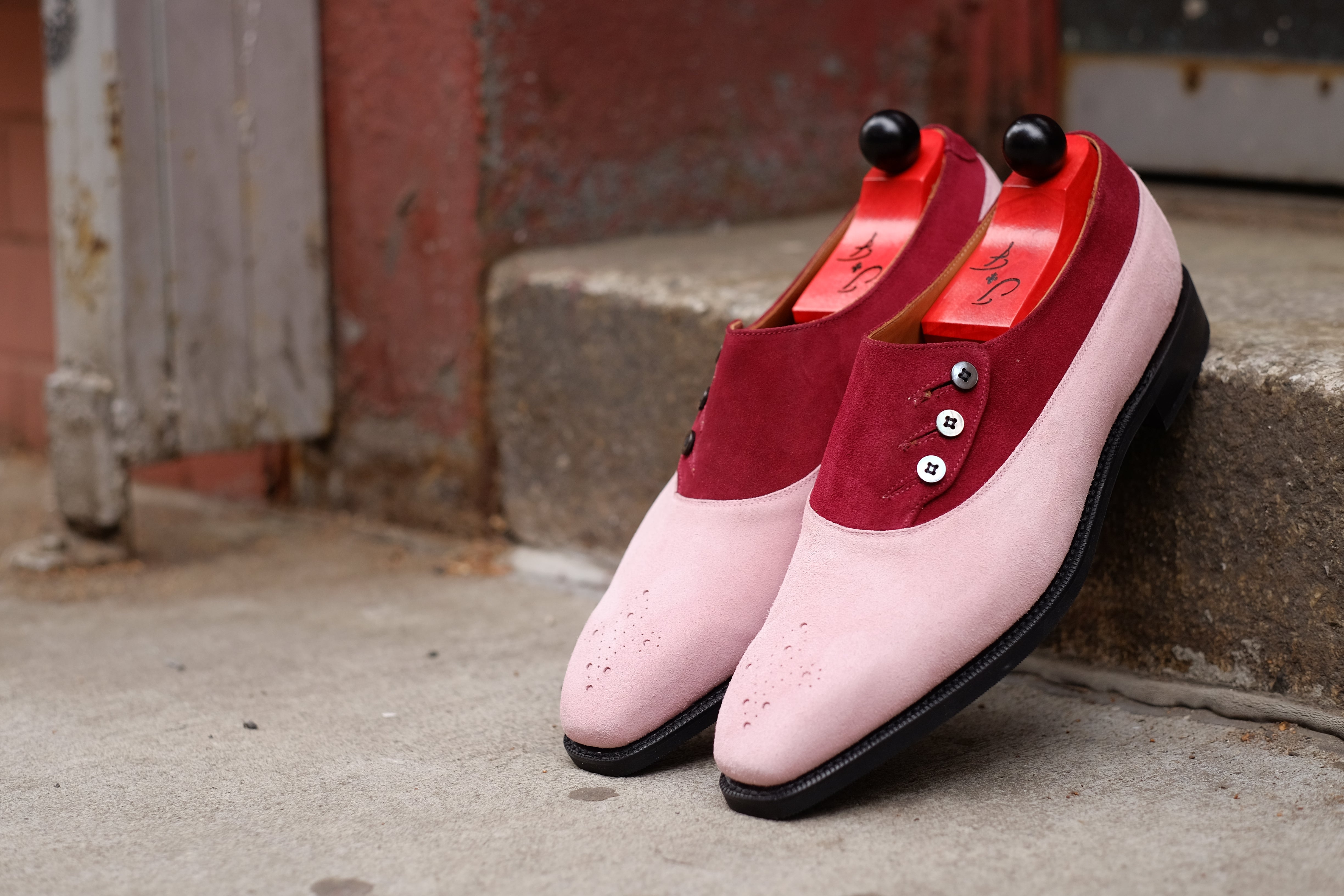 Eastmont - MTO - Pink Suede / Burgundy Suede - MGF Last - City Rubber Sole