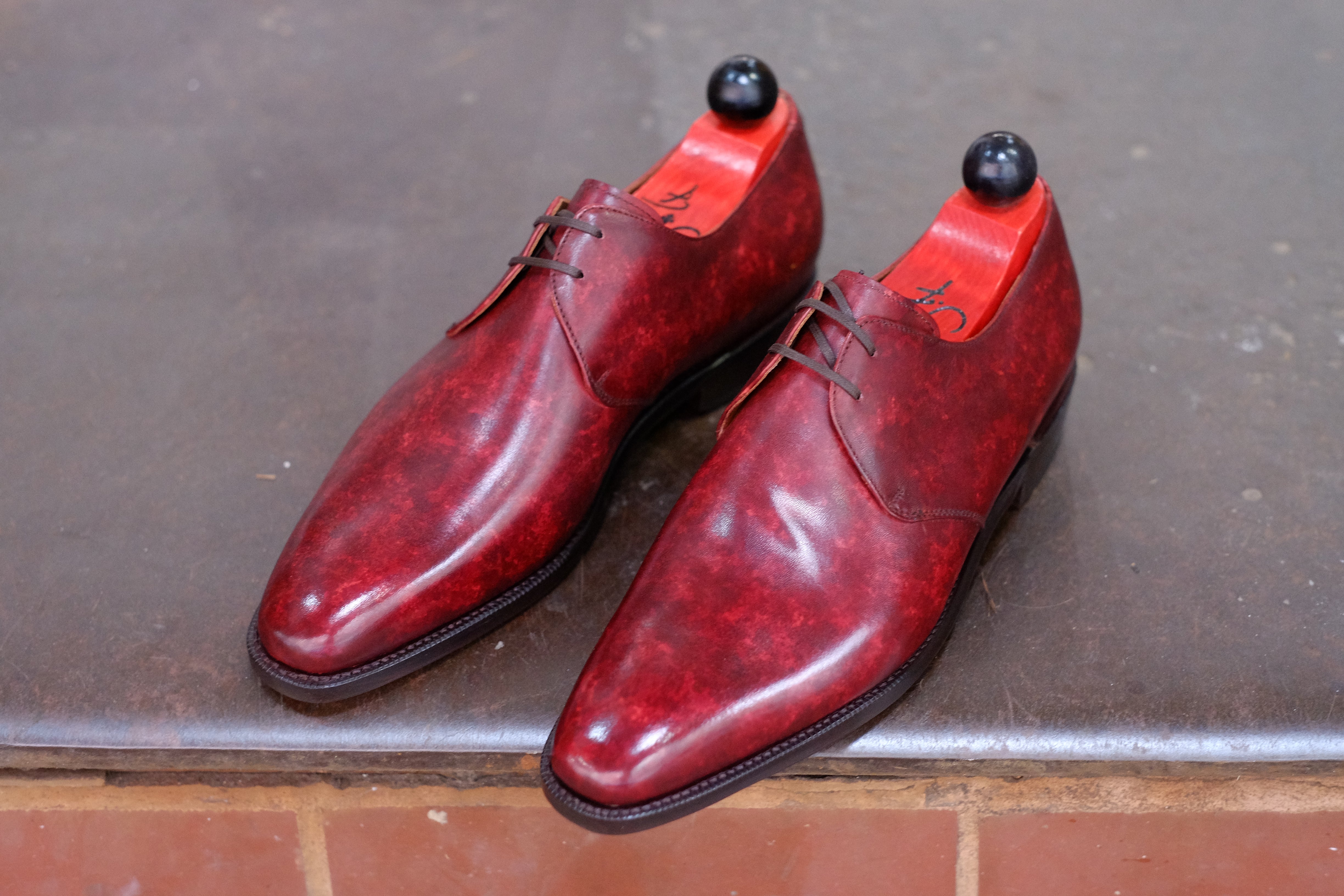 Fremont - MTO - Burgundy Marble Patina - LPB Last - Single Leather Sole