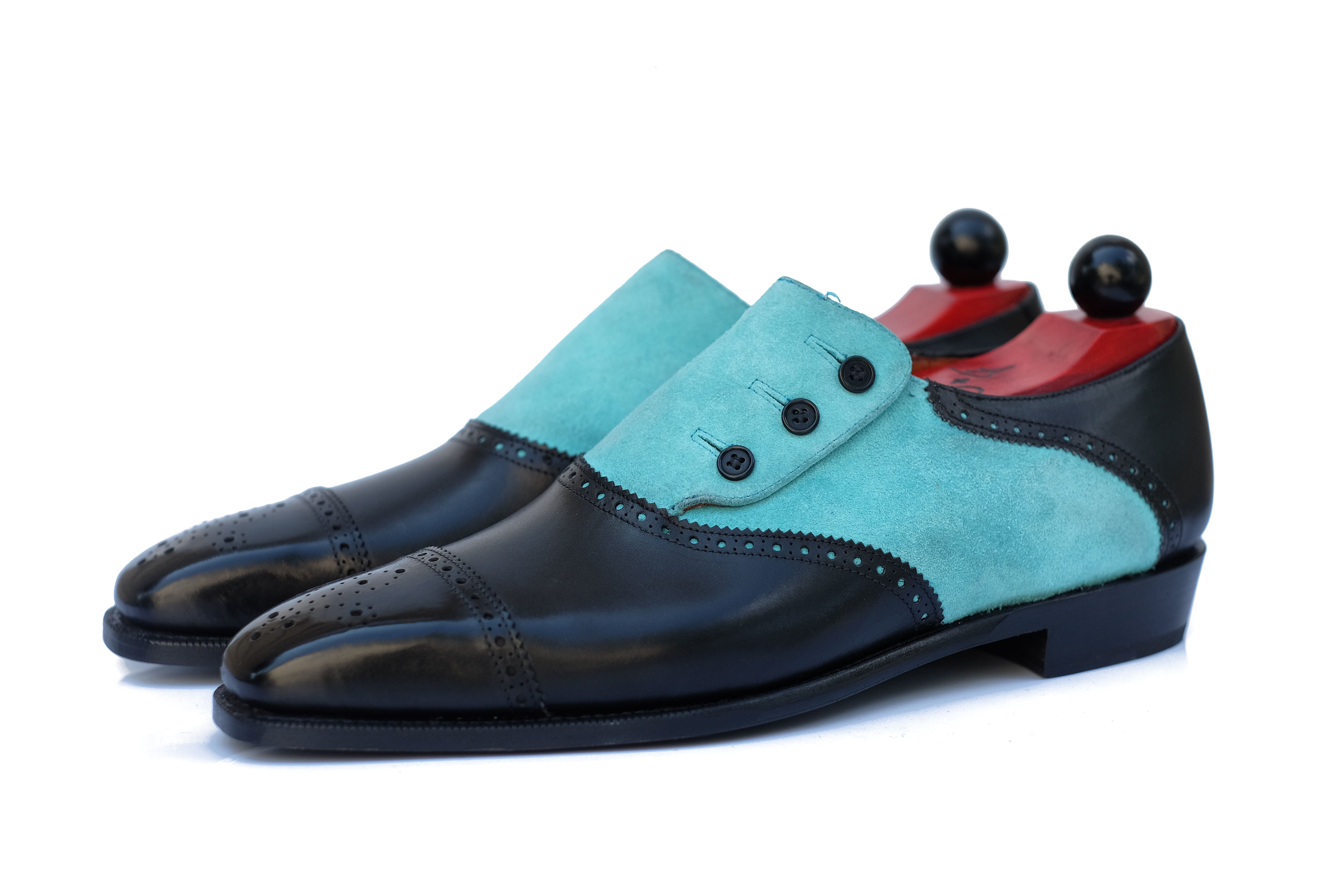 Cyril - MTO - Black Calf / Aqua Suede - MGF Last - Single Leather Sole