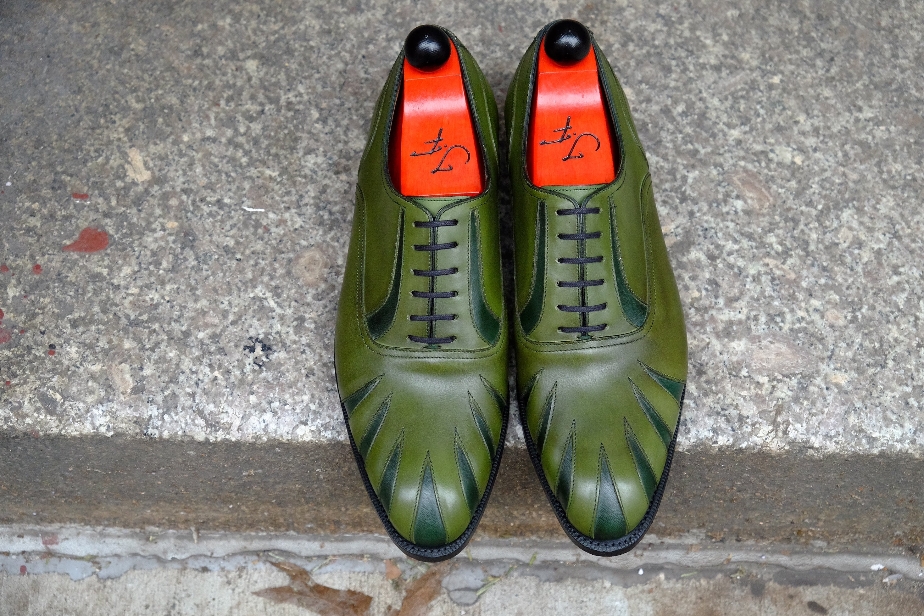 Tiger's Claw - MTO - Avocado Green Calf / Dark Green Calf - NGT Last - Single Leather Sole