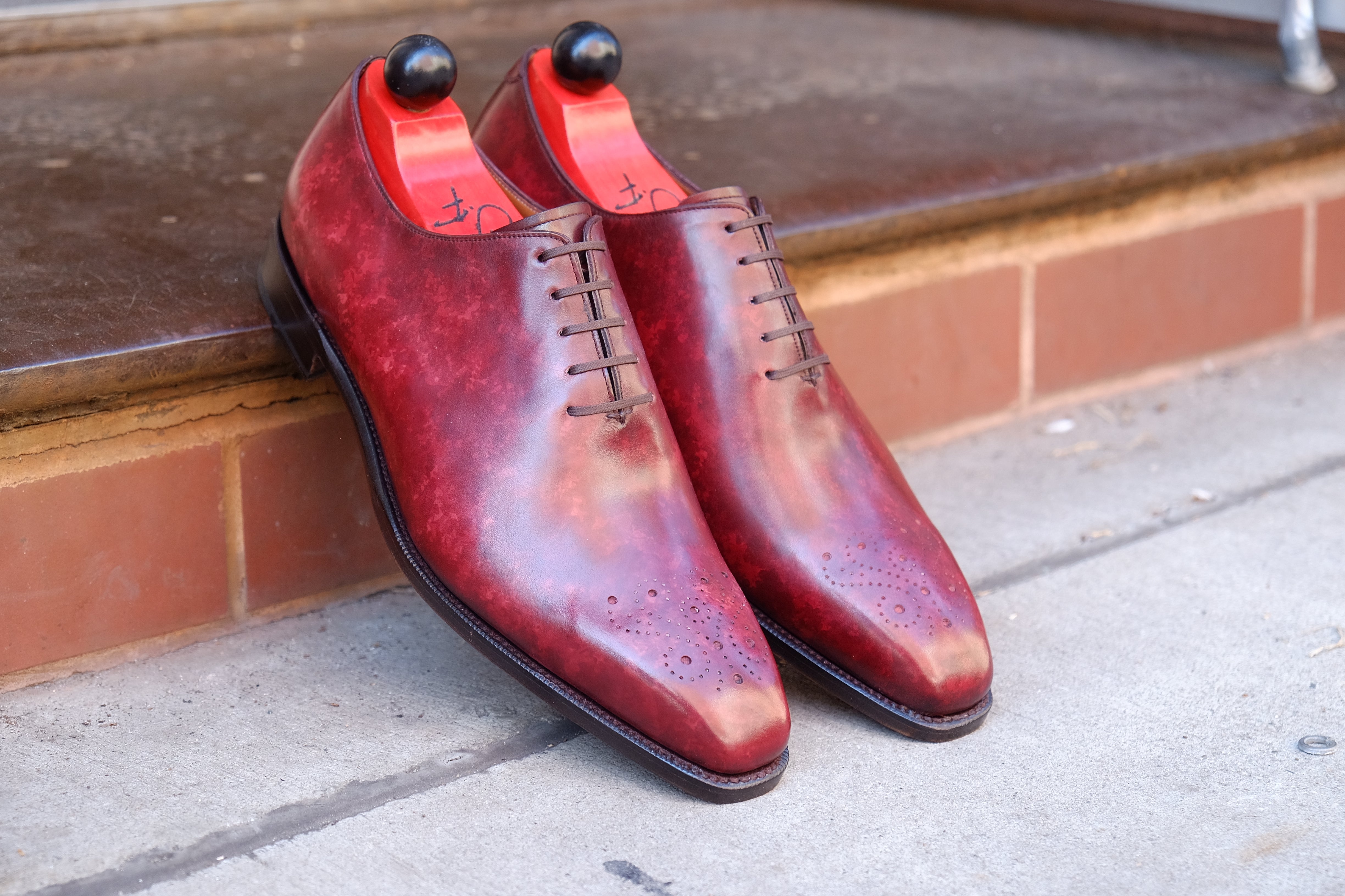 Kirkland - MTO - Burgundy Marble Patina - LPB Last - Single Leather Sole