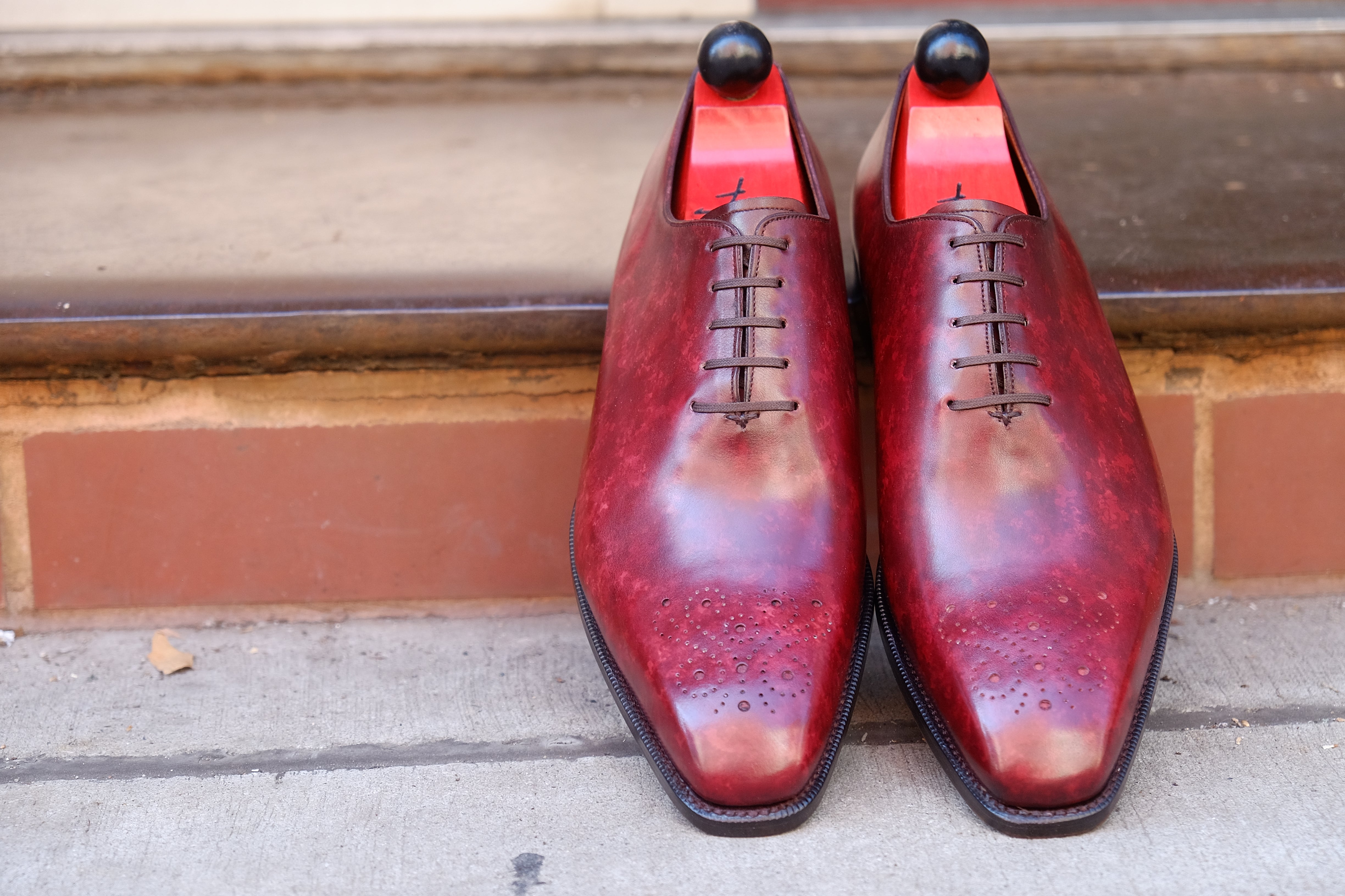 Kirkland - MTO - Burgundy Marble Patina - LPB Last - Single Leather Sole