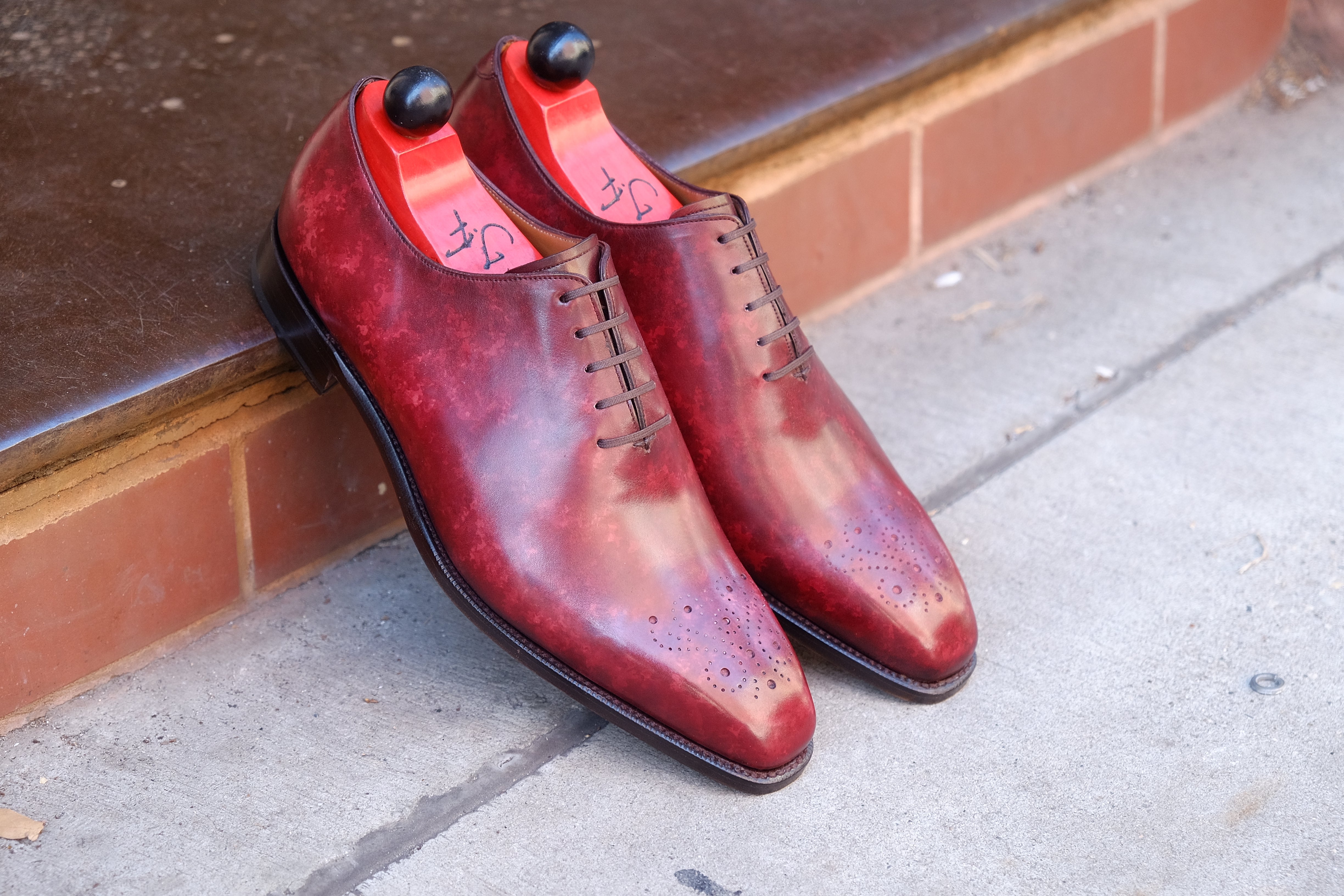 Kirkland - MTO - Burgundy Marble Patina - LPB Last - Single Leather Sole