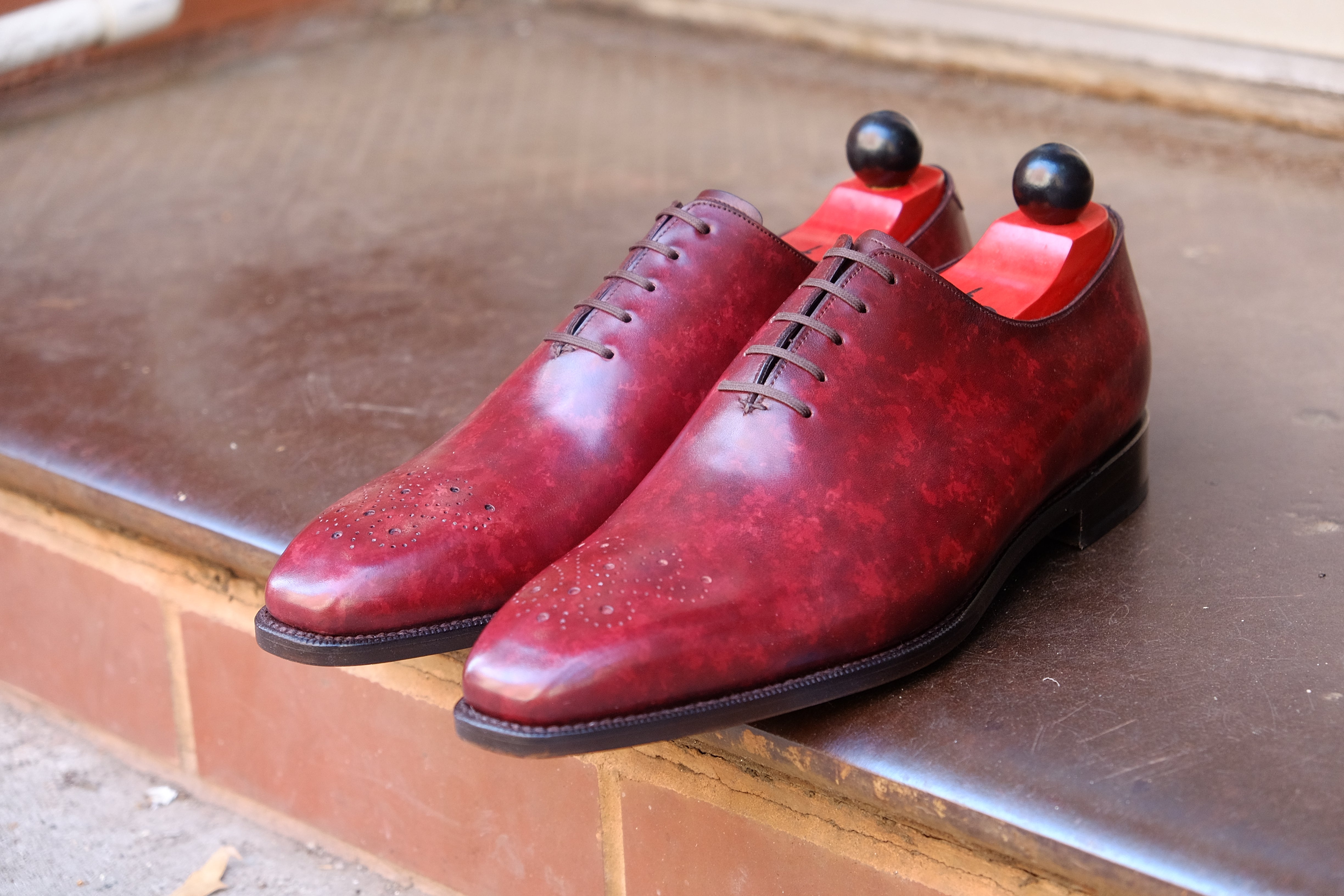 Kirkland - MTO - Burgundy Marble Patina - LPB Last - Single Leather Sole