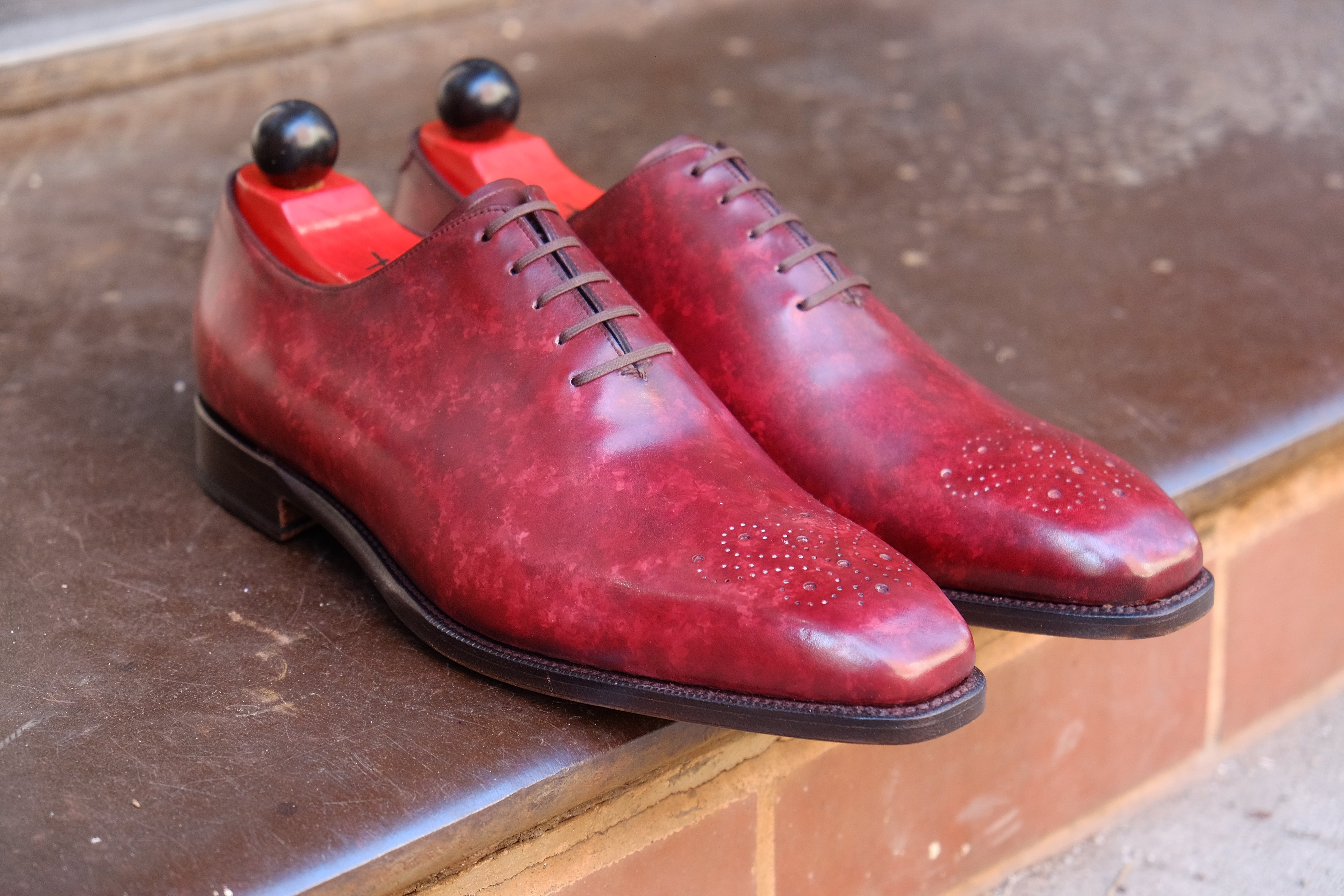 Kirkland - MTO - Burgundy Marble Patina - LPB Last - Single Leather Sole