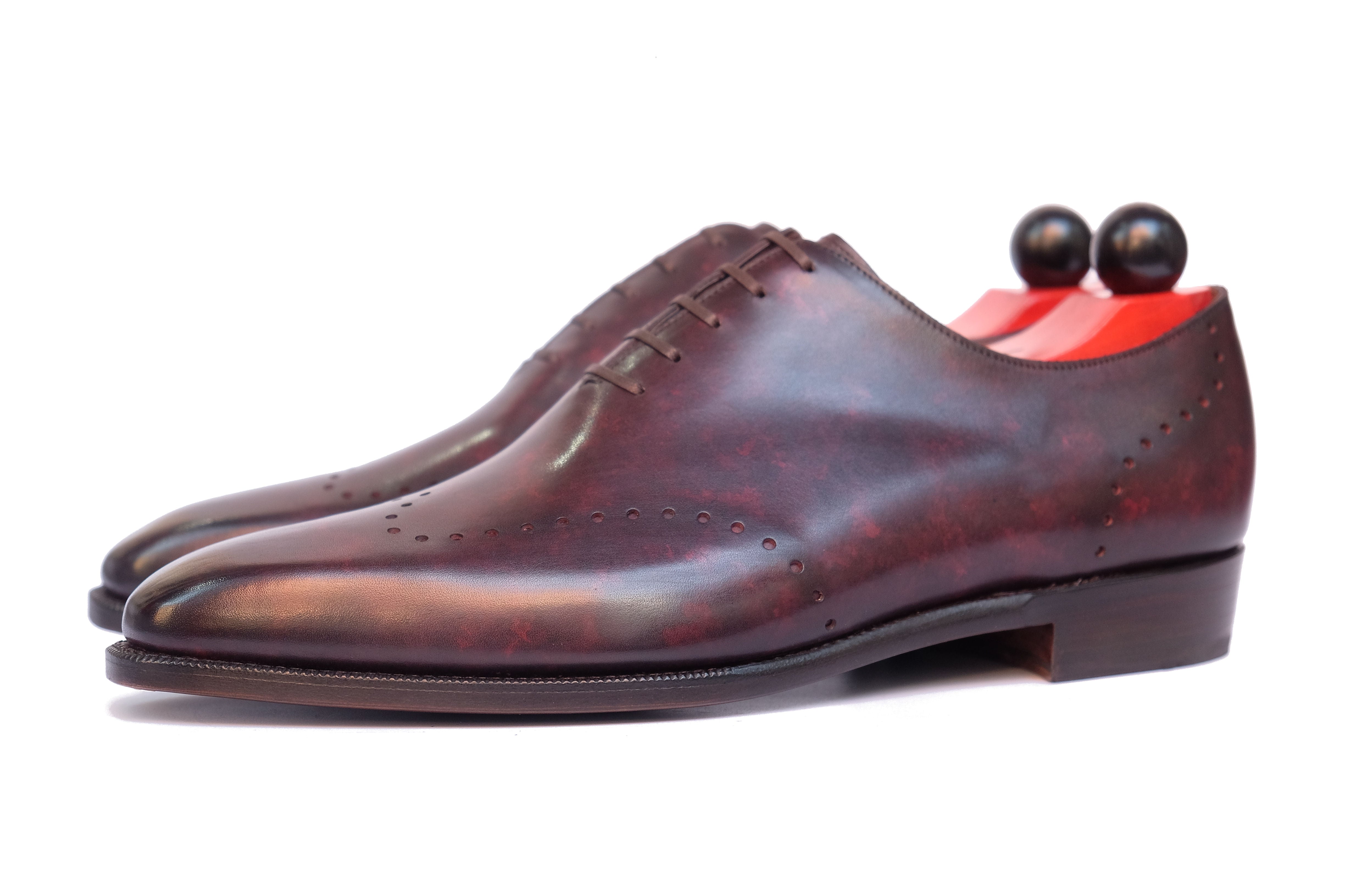 Bellingham - MTO - Plum Marble Patina - LPB Last - Single Leather Sole