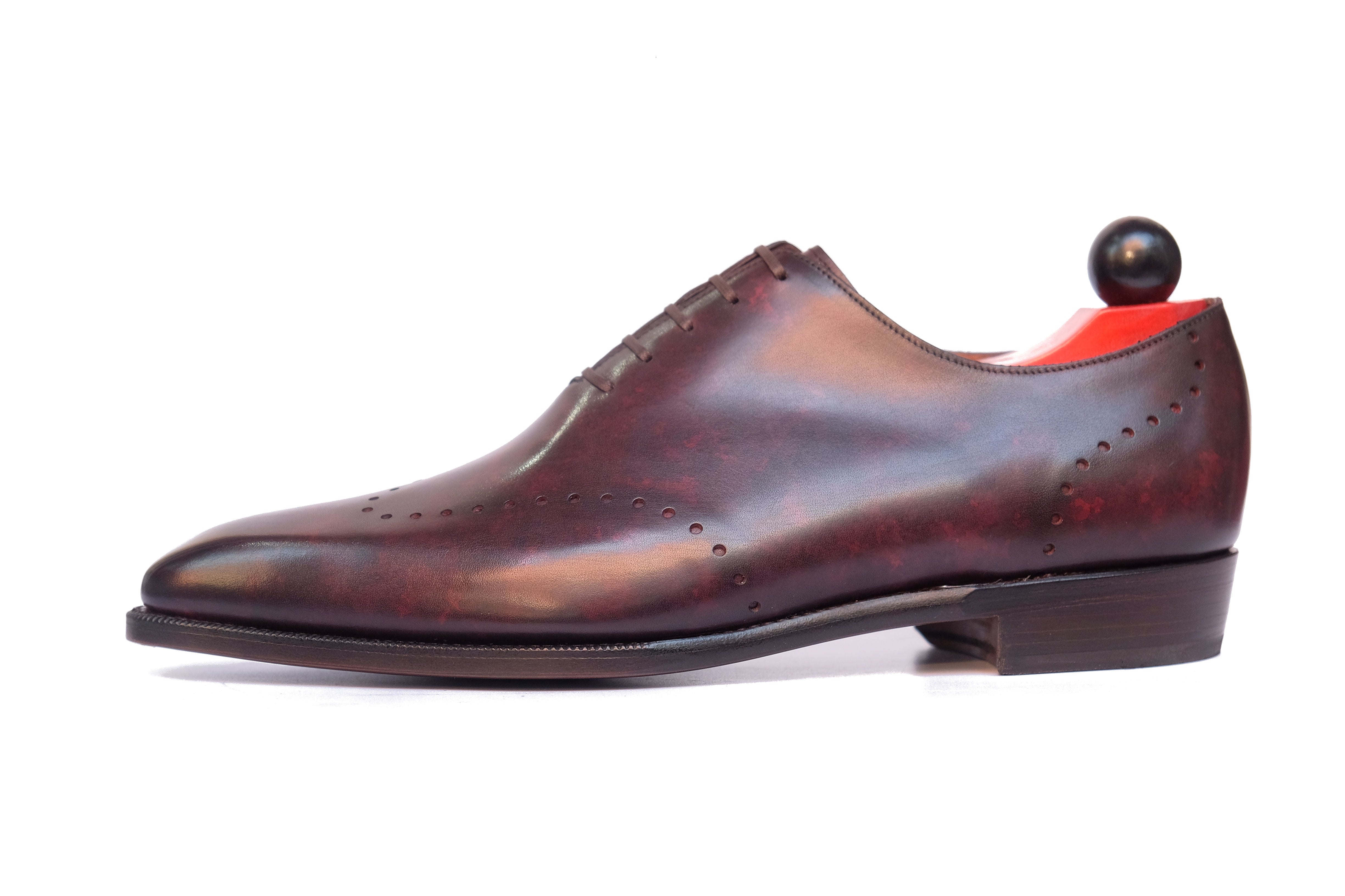 Bellingham - MTO - Plum Marble Patina - LPB Last - Single Leather Sole