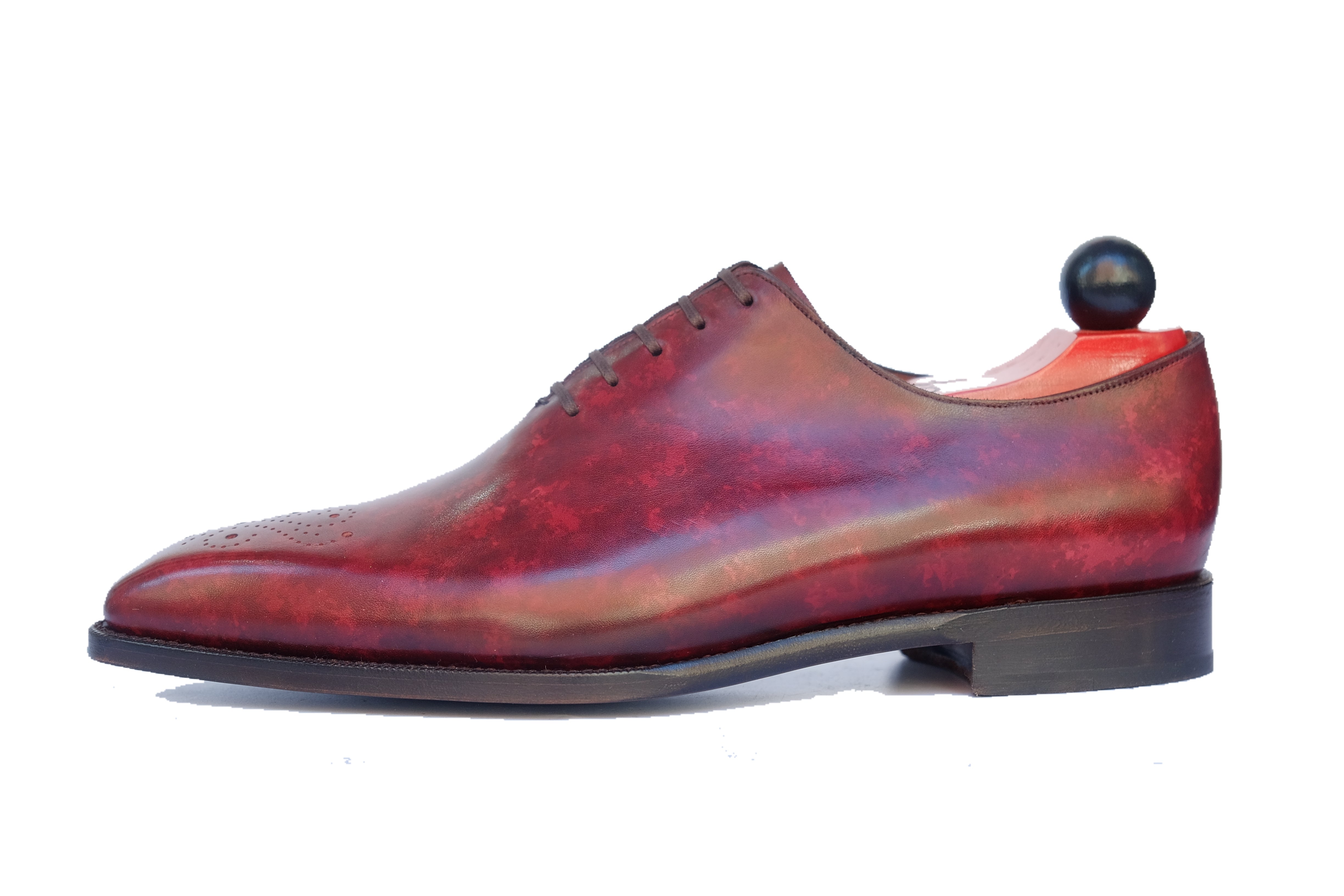 Kirkland - MTO - Burgundy Marble Patina - LPB Last - Single Leather Sole