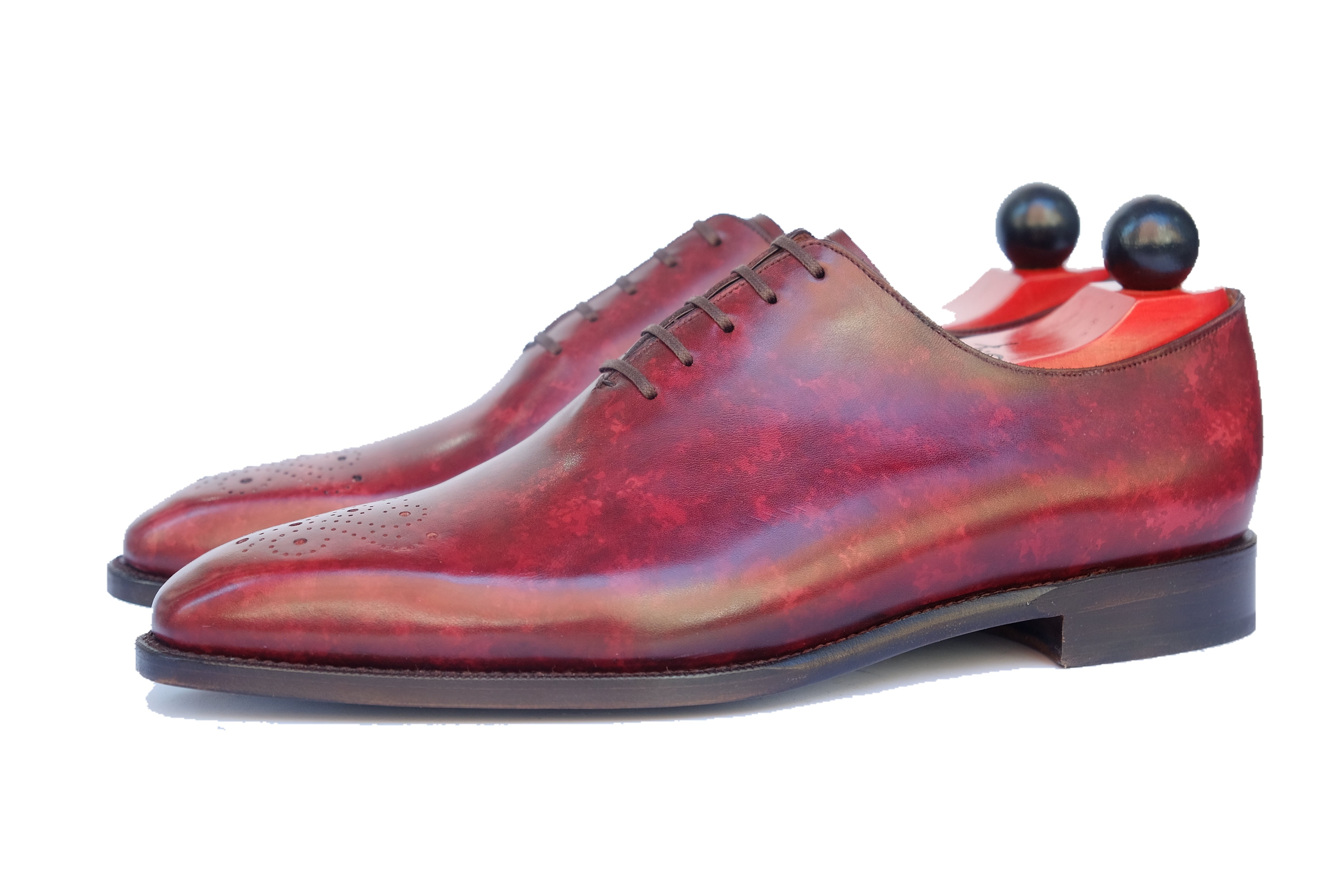 Kirkland - MTO - Burgundy Marble Patina - LPB Last - Single Leather Sole