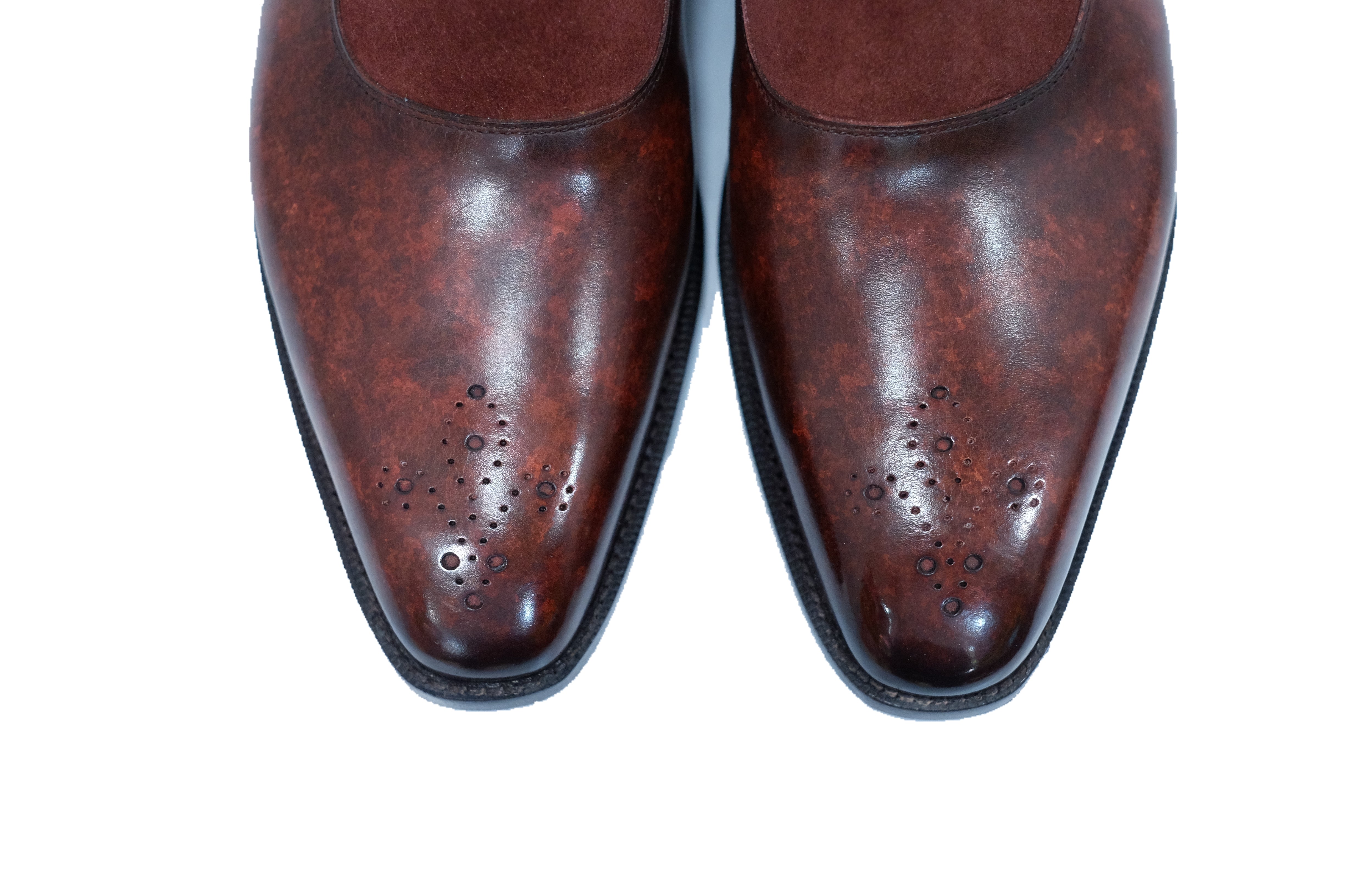 The RL - MTO - Walnut Marble Patina / Burgundy Suede - LPB Last - Single Leather Sole