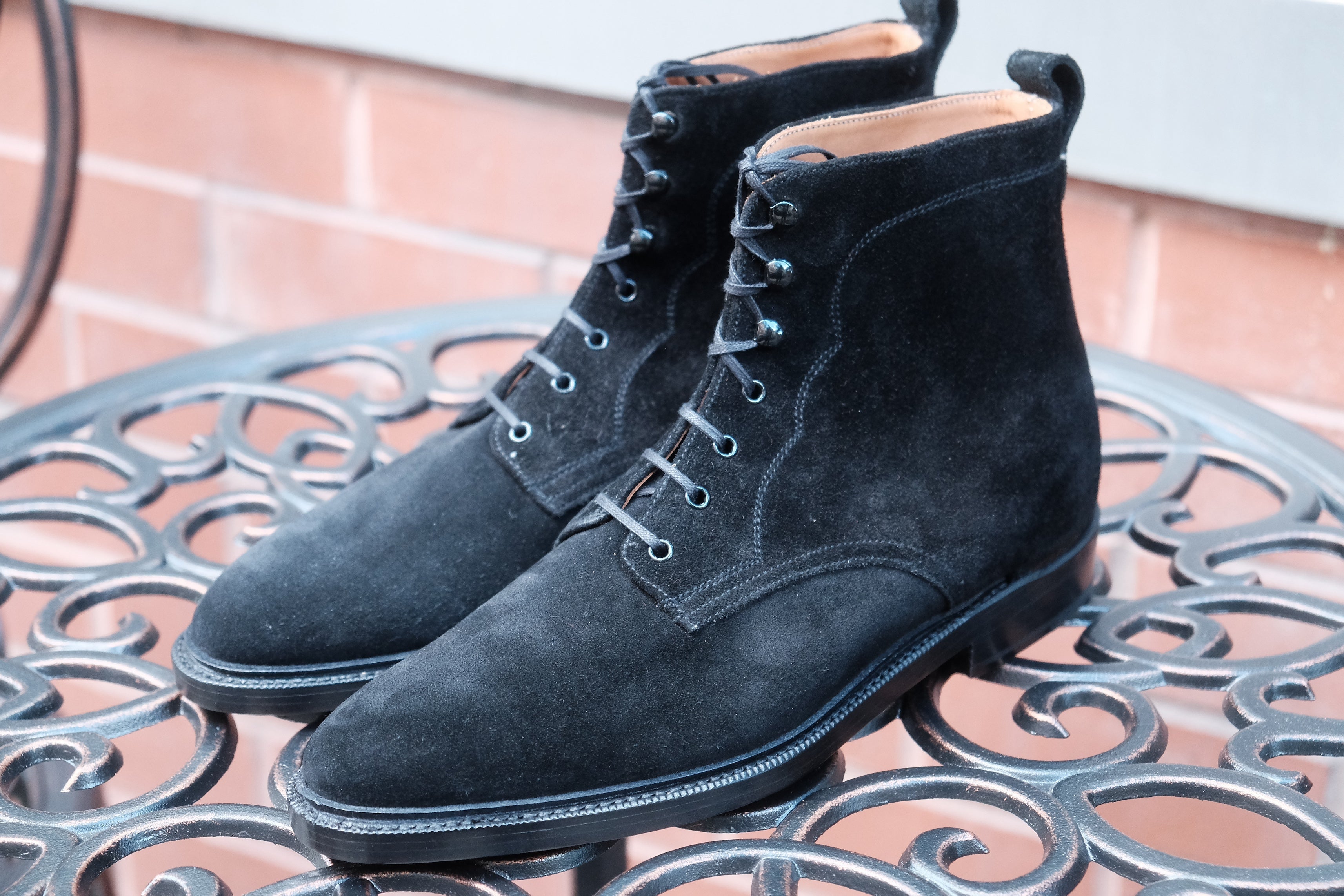 Foster - MTO - Black Suede - TMG Last - Double Leather Sole With 3/4 Storm Welt