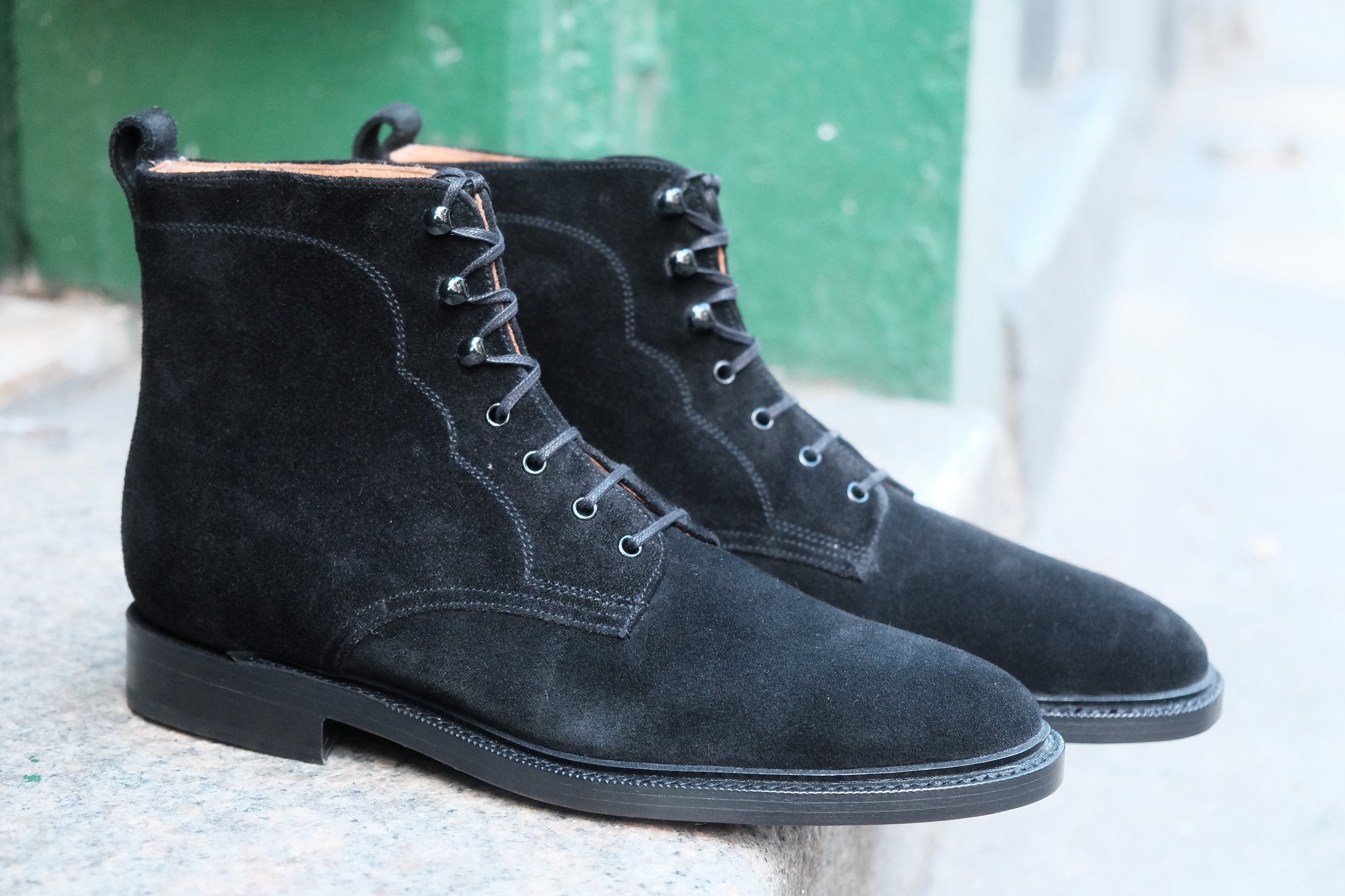 Foster - MTO - Black Suede - TMG Last - Double Leather Sole With 3/4 Storm Welt