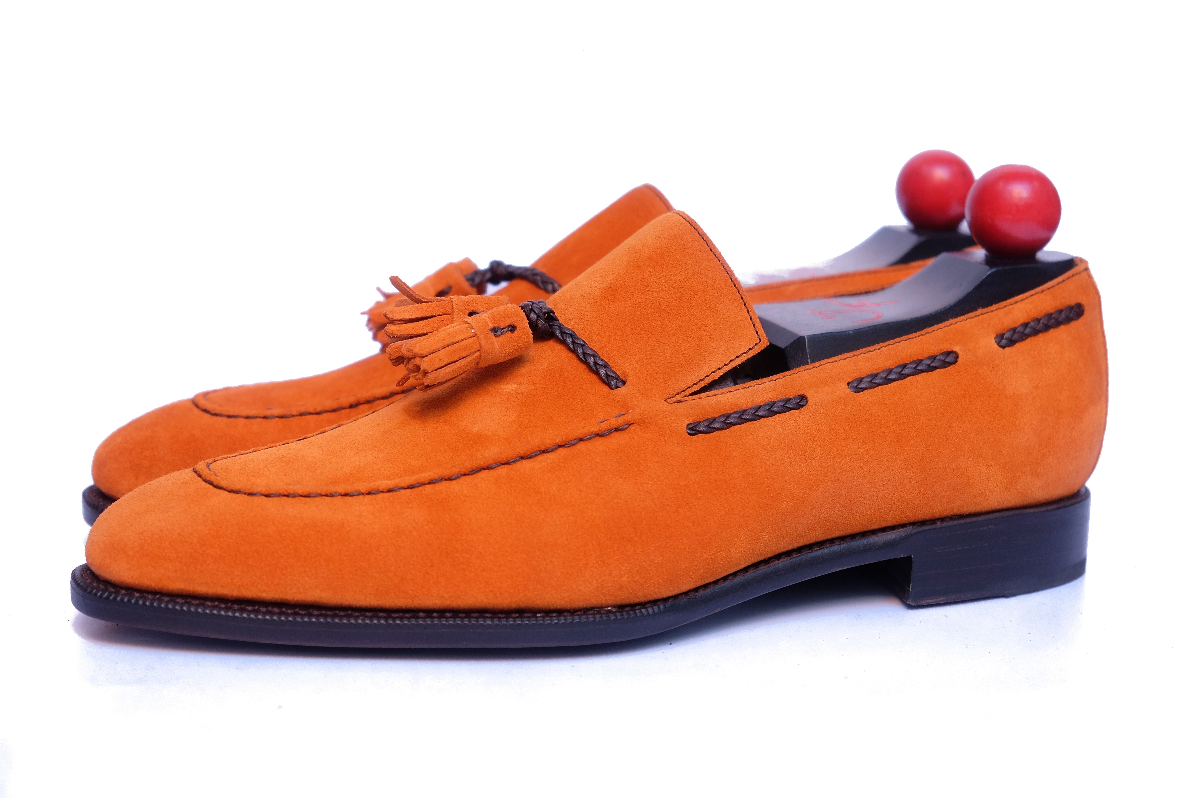 Eskapa - MTO - Orange Suede / Black Stitching - LPB Last - Single Leather Sole